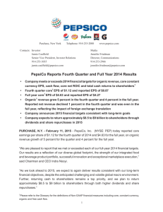 PepsiCo Reports Fourth Quarter and Full Year 2014 Results