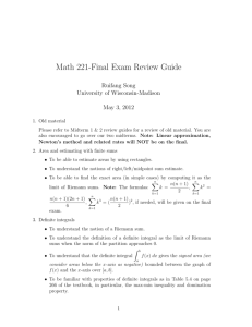 Math 221-Final Exam Review Guide