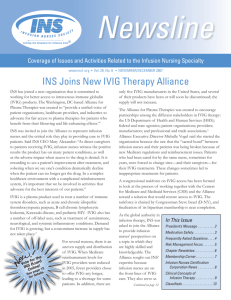 INS Joins New IVIG Therapy Alliance