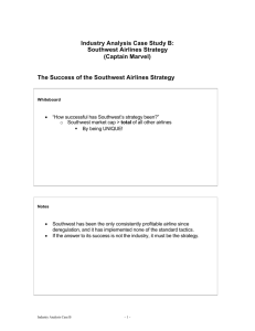 Industry Analysis Case Study B: Southwest Airlines Strategy