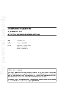 Notice of Annual General Meeting and Proxy Form 2015