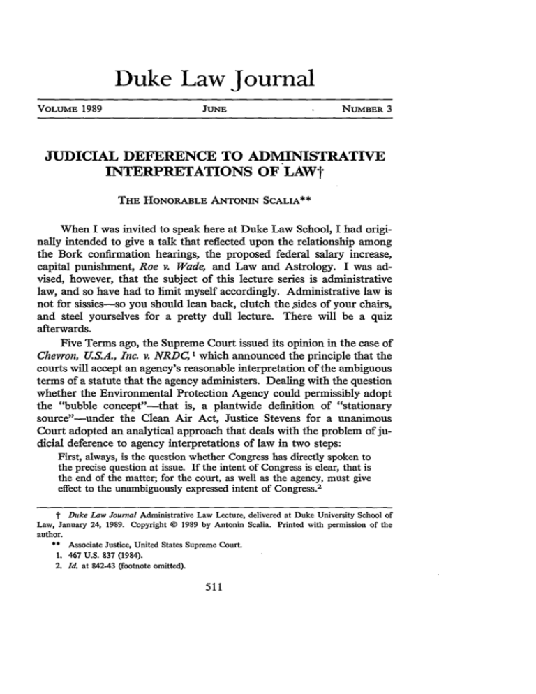 Judicial Deference To Administrative Interpretations Of Law