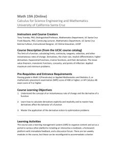 Math 19A (Online) - University of California Online