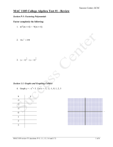 MAC 1105 College Algebra Test #1 - Review