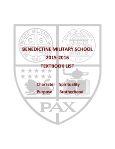 2015-16 Textbook List - Benedictine Military School