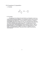 VIII. Preparation of Cyclopentadiene A. Reaction B. Procedure