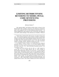 Limiting Retributivism: Revisions to Model Penal Code Sentencing