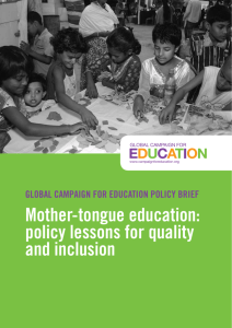 mother-tongue education: policy lessons for quality and inclusion