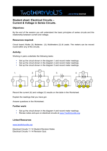 Student sheet: Electrical Circuits – Current