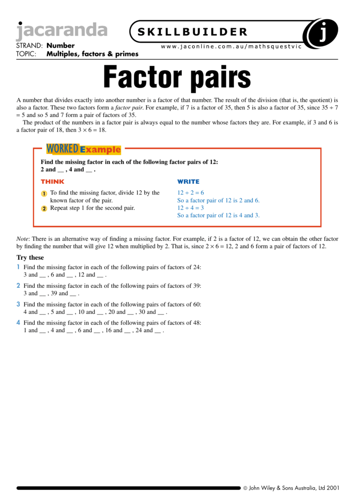 Factor Pairs
