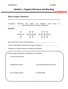 Section 1: Organic Structure and Bonding