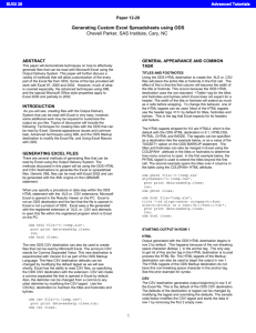 SUGI 28: Generating Custom Excel Spreadsheets Using ODS