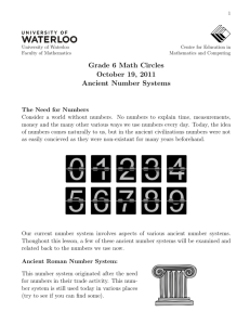 Grade 6 Math Circles October 19, 2011 Ancient Number