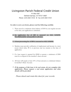 Loan Application - Livingston Parish Federal Credit Union