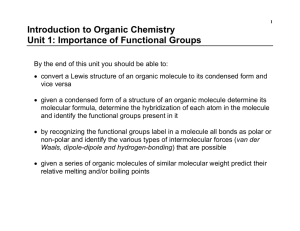 Introduction to Organic Chemistry Unit 1: Importance of Functional