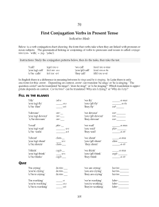 First Conjugation Verbs in Present Tense