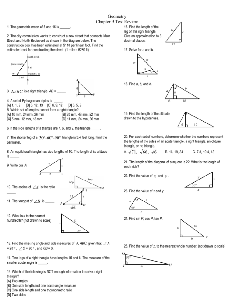 Geometry Chapter 9 Test Review A 71 66 6