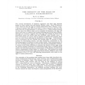 THE DENSITY OF THE EGGS OF CALANUS FINMARCHICUS By