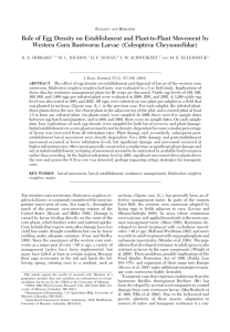 Role of Egg Density on Establishment and Plant-to