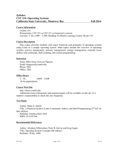 Syllabus CST 334: Operating Systems California State University