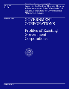 Profiles of Existing Government Corporations