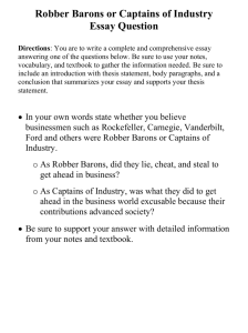 Robber Barons or Captains of Industry Essay Question Directions