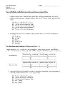 PSI AP Chemistry Name Unit 1 MC Homework Laws of Multiple and