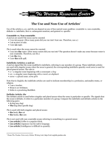 The Use and Non-Use of Articles*