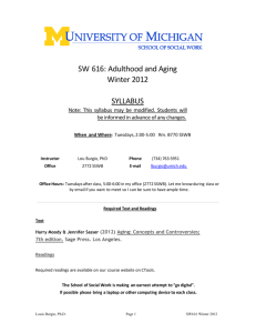 SW 616: Adulthood and Aging Winter 2012 SYLLABUS