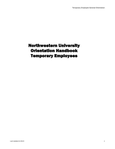 Northwestern University Orientation Handbook Temporary Employees