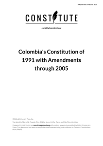 Colombia's Constitution of 1991 with Amendments