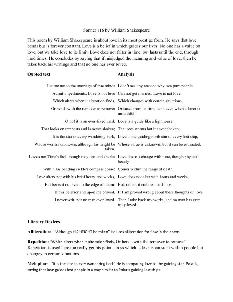 sonnet 116 analysis