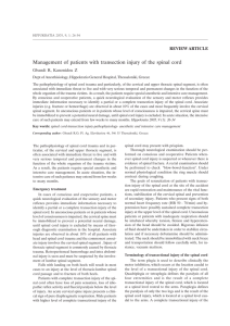 Management of patients with transection injury of the spinal cord