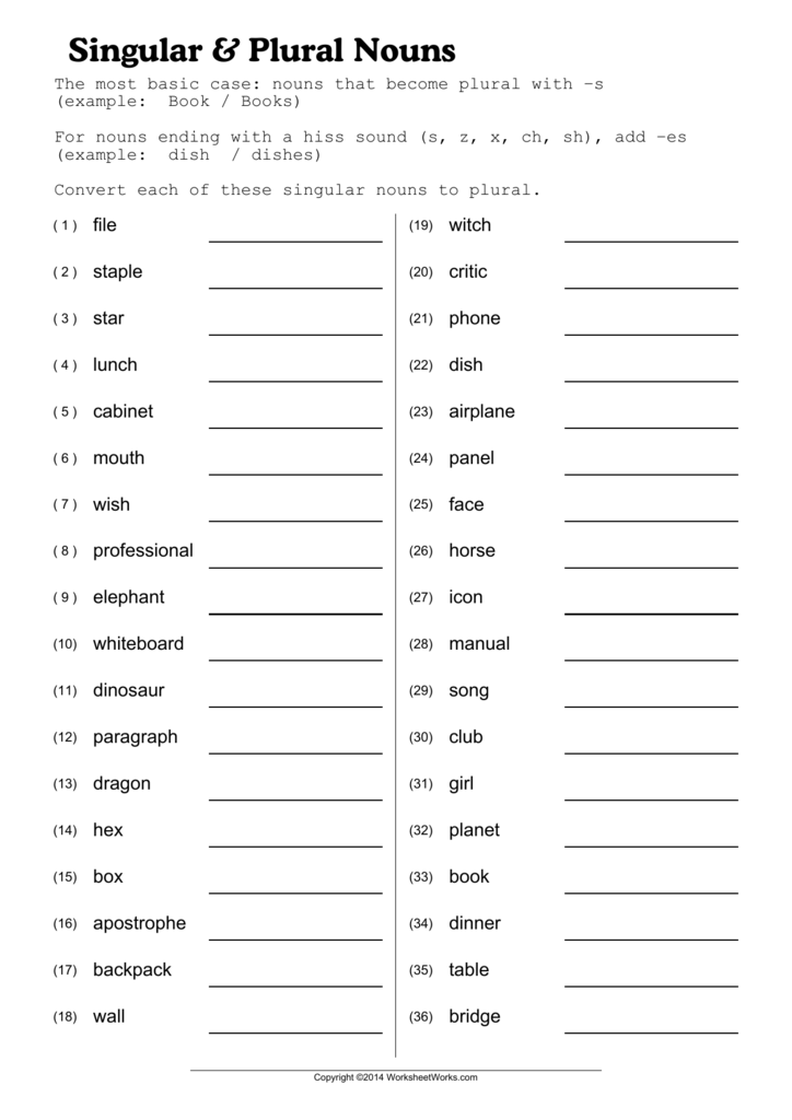 Singular Plural Nouns