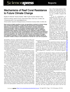 Mechanisms of Reef Coral Resistance to Future Climate Change