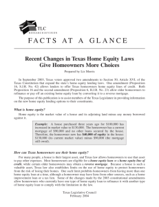 Recent Changes in Texas Home Equity Laws