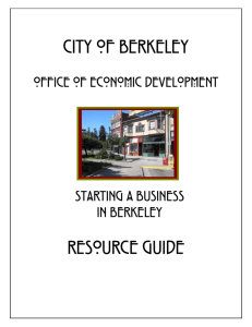 Starting a Business in Berkeley, A Resource Guide