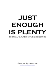 Just Enough is Plenty: Thoreau's Alternative Economics