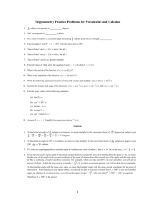 Trigonometry Practice Problems for Precalculus and Calculus 1