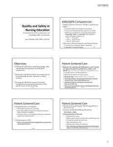 IOM/QSEN Competencies Objectives Patient Centered Care Patient