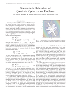 Semidefinite Relaxation of Quadratic Optimization Problems