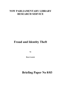 Fraud and Identity Theft Briefing Paper No 8/03