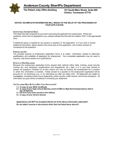 Anderson County Sheriff's Department Employment Application