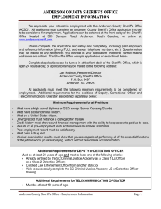 anderson county sheriff's office employment application information