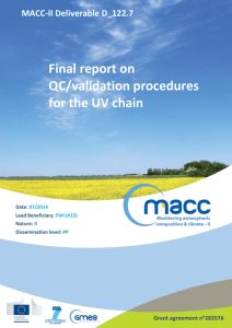 Final report on QC/validation procedures for the UV chain