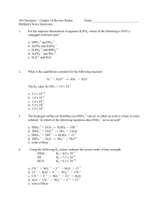 AP Chemistry – Chapter 14 Review Packet