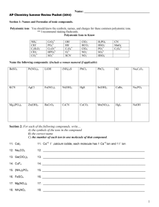 AP Chemistry Summer Review Packet (2009)