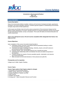 ESC 1110 - Introduction to Environmental Science I Credits