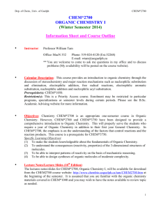 CHEM*2700 ORGANIC CHEMISTRY I (Winter Semester 2014