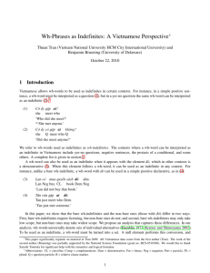 Wh-Phrases as Indefinites: A Vietnamese Perspective∗